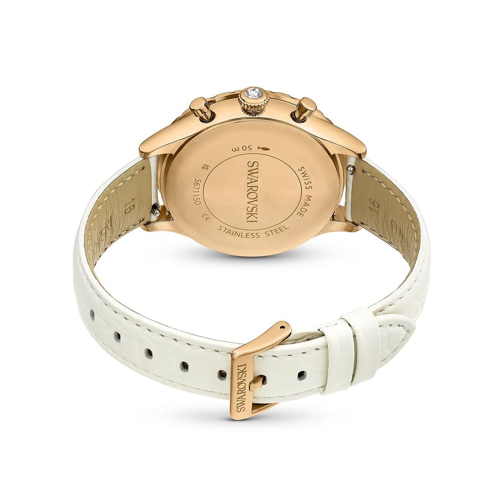 Swarovski Octea Chrono Weiß Roségold Lederuhr 5671150