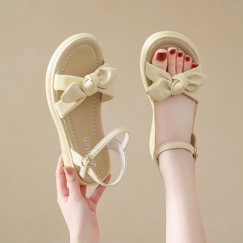 Flat-soled sandals women's outer wear new summer student fashion versatile non-slip soft sole one-word belt