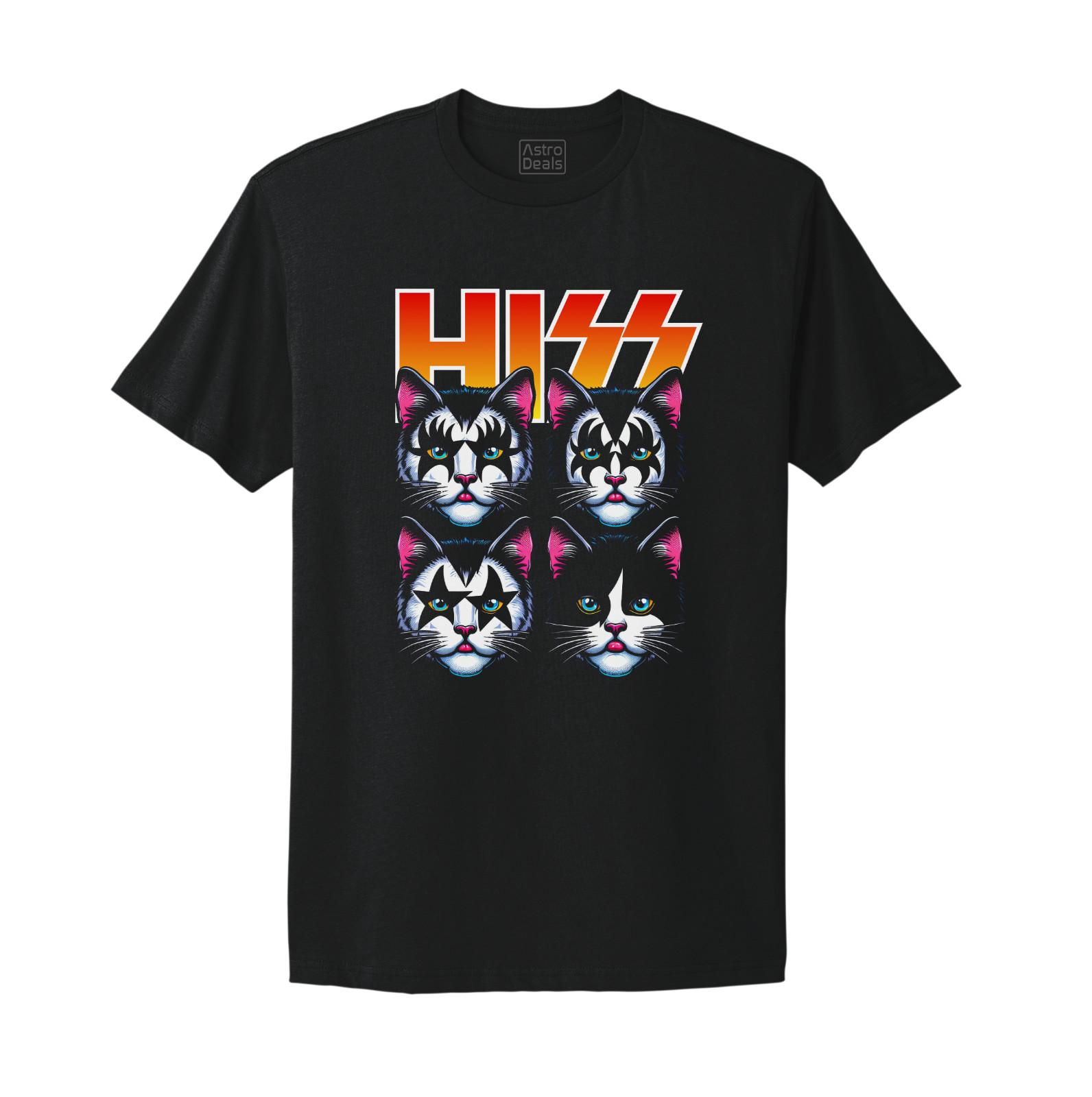 HISS Funny Cat Lover KISS Rock Parody Gift Graphic T-shirt XXXXL