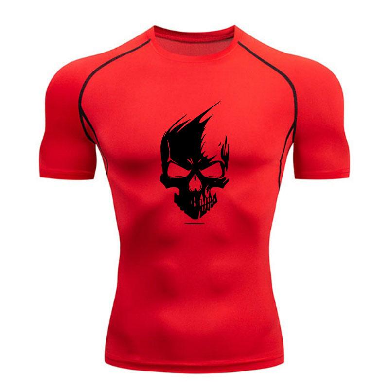 Men's Compression Fitness T-Shirt, Stylish Spiky Skull Print