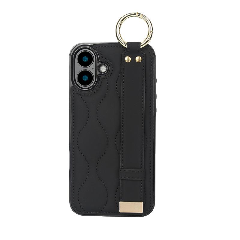 Ring Wristband Phone Case for IPhone 16 Pro Max 15 Plus 14 13 Mini 11 12 7 8 XS XR SE 2 3 Solid Color Leather Protective Cover