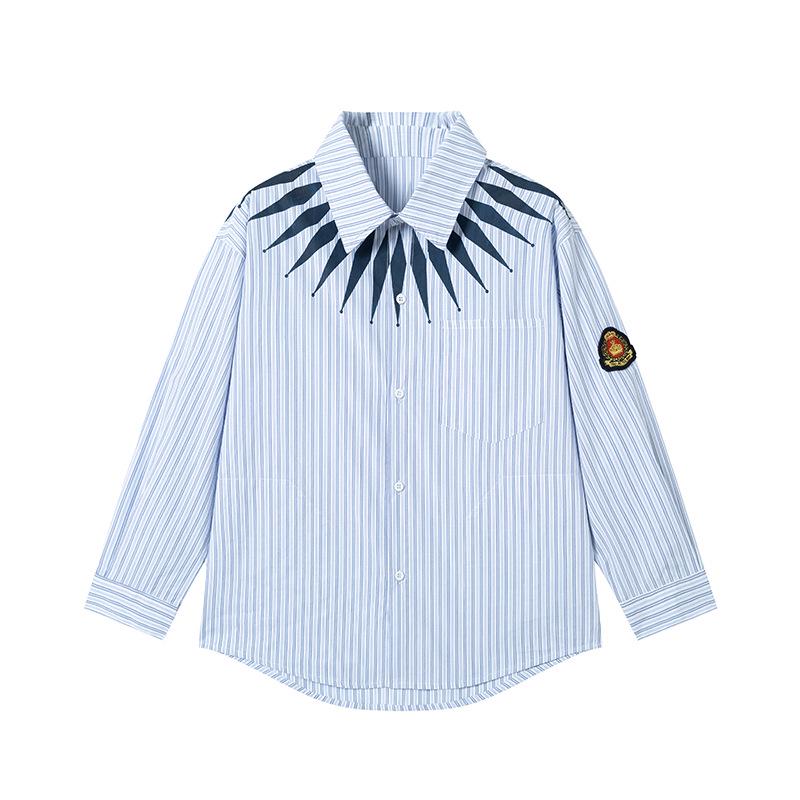 FULONGZAI 2025 Spring Parent-Child Vertical Stripe Shirt for Boys and Girls