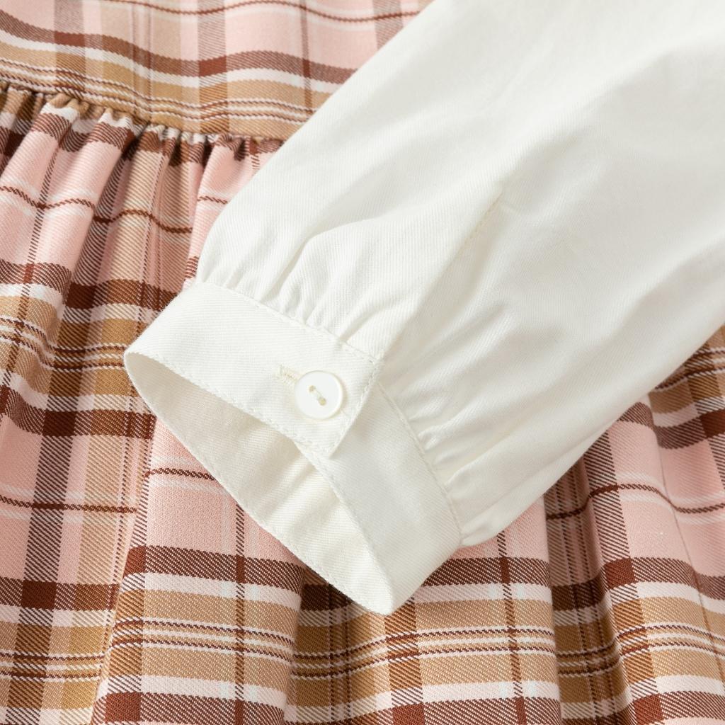 David Bella Girls' Checkered Dress Autumn Dress Children's Dress Girls' College Style Dress