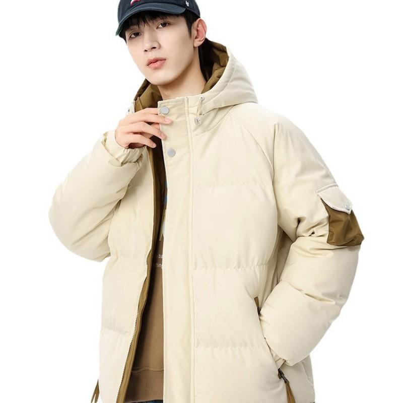 Mens Winter Hooded Cotton Puffer Jacket Thick Warm Loose Fit Casual Outwear Teens Young Adults
