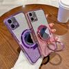 Mirror Magnetic Bracket Case For Motorola Moto G40F G42 G50 G52 G53 G54 G60 G60S G62 G72 G73 G82 G83 G84 Plating Glitter Cover