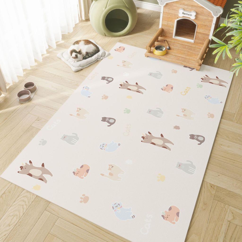 Alfombrilla Impermeable Antideslizante para Mascotas de Dibujos Animados: Cuero Duradero, Alfombra de Piso Lavable para Casa o Parque de Juego de Gato y Perro