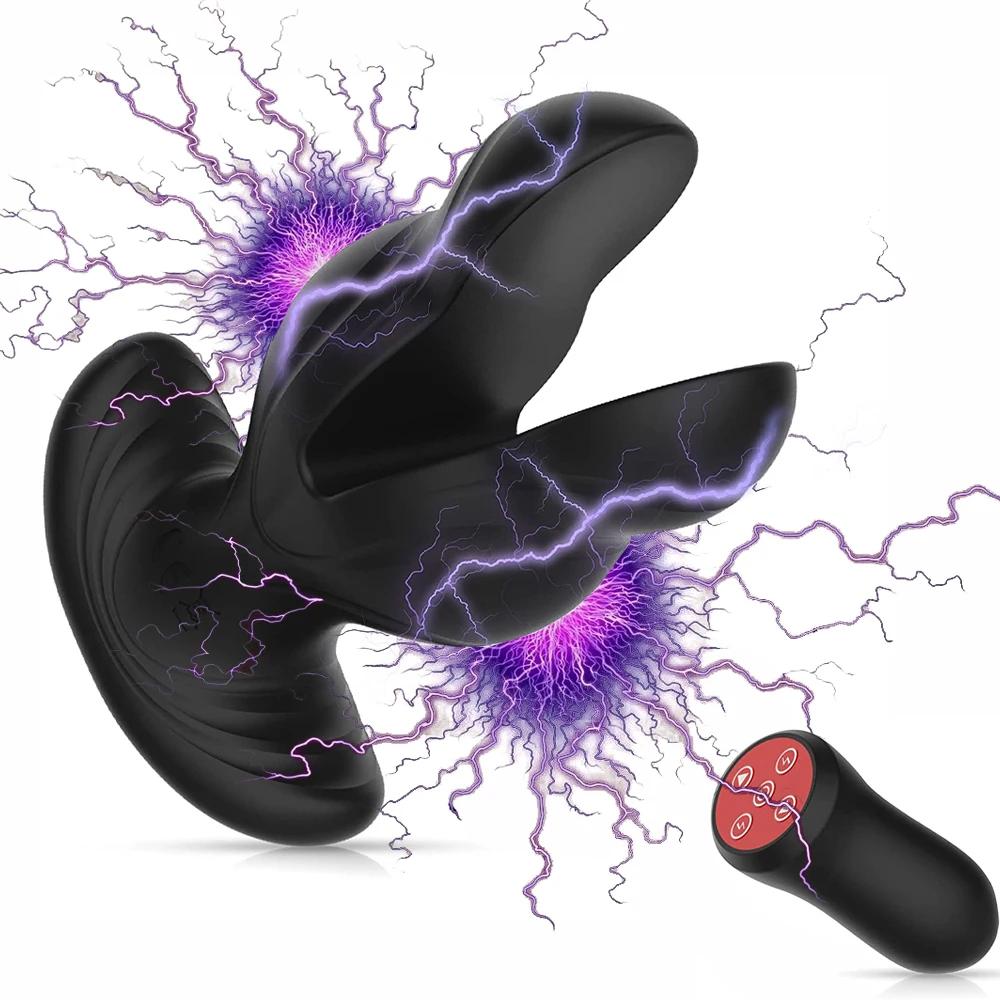 Elektrický šok Anální Butt Plug Vibrátory pro muže Masáž prostaty Stimulátor klitorisu G-bodu Dálkové ovládání Vodotěsná Sexuální hračka pro dospělé