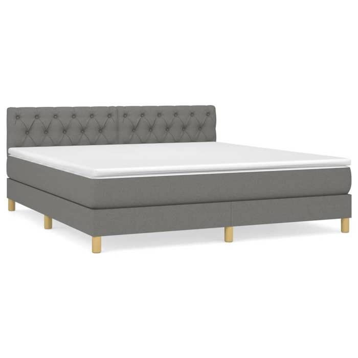 Exclusive House - Slatted Bed Base with Mattress Dark Grey 160x200cm Fabric
