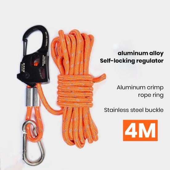 Tent Rope Tightener with Carabiner Clip Lanyard Adjuster Compact Size Portable Universal Self-locking Tent Rope Tensioner Outdoor Equipment Tool