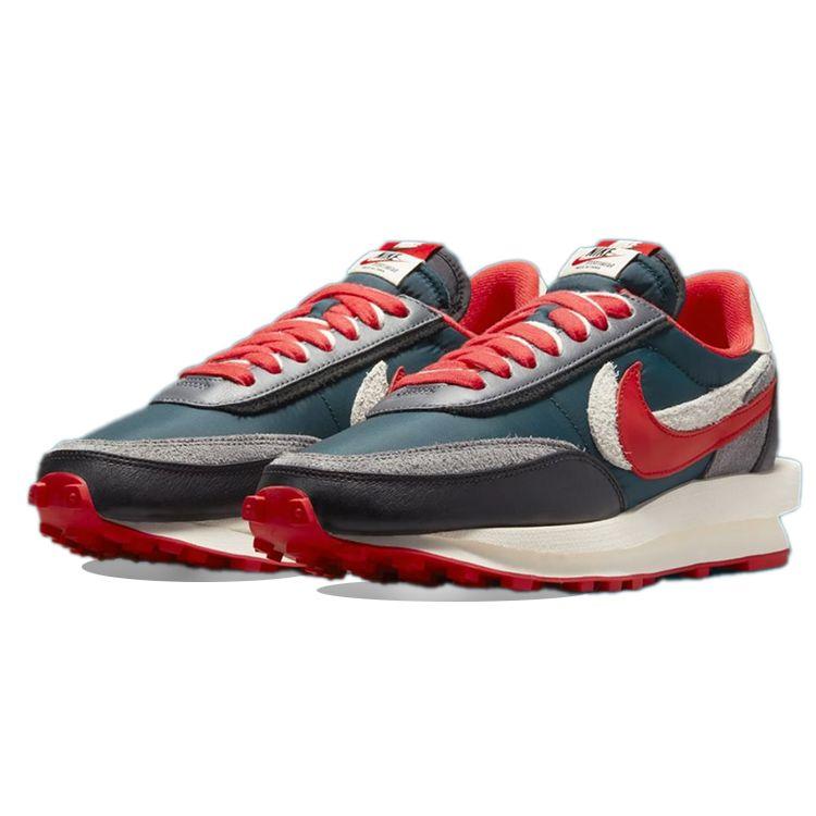 sacai x Undercover x Nike LDWaffle Midnight Spruce University Red Unisex Sneakers Blue Pale-Ivory Dark-Grey DJ4877-300
