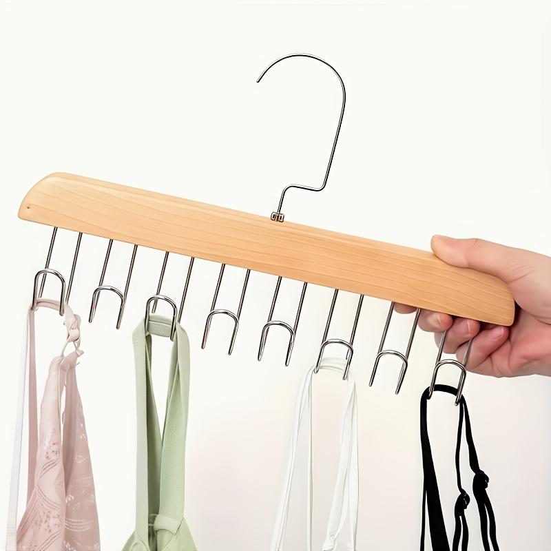 1pc Solid Wood Hanger 8 Hooks, Hook Hanger Underwear with Storage Artifact, Clothing Hanger, Clothing Storage Rack Saves Space 360 Degree Rotation