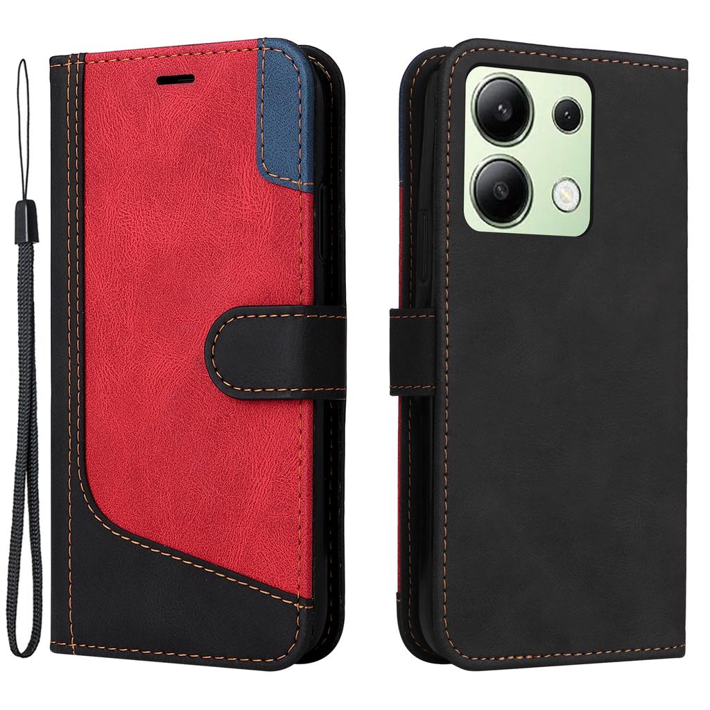 For Xiaomi Redmi Note 13 4G Leather Case Three-color Splicing Phone Cover