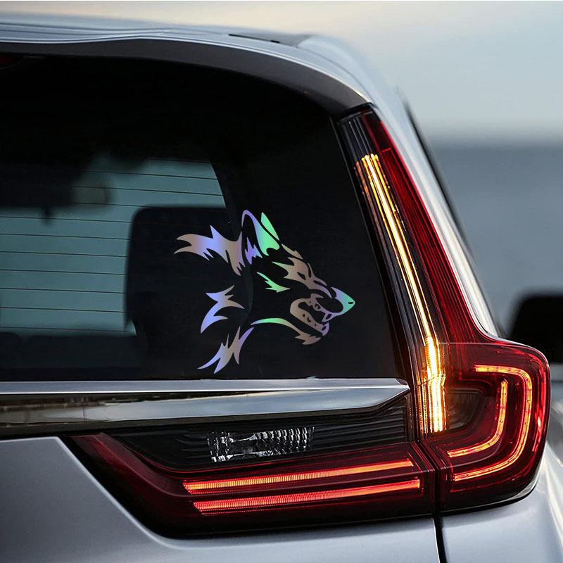 1PC S/M Wolf Head Beast Personality Car Stickers Car'S Reflective Stickers Bumper Decoration Motorcycle Waterproof Window Glass