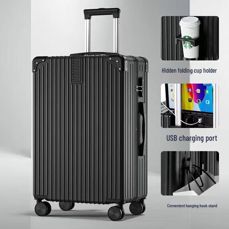 Lin Zhilu 24-inch Aluminum Frame Zipper Suitcase