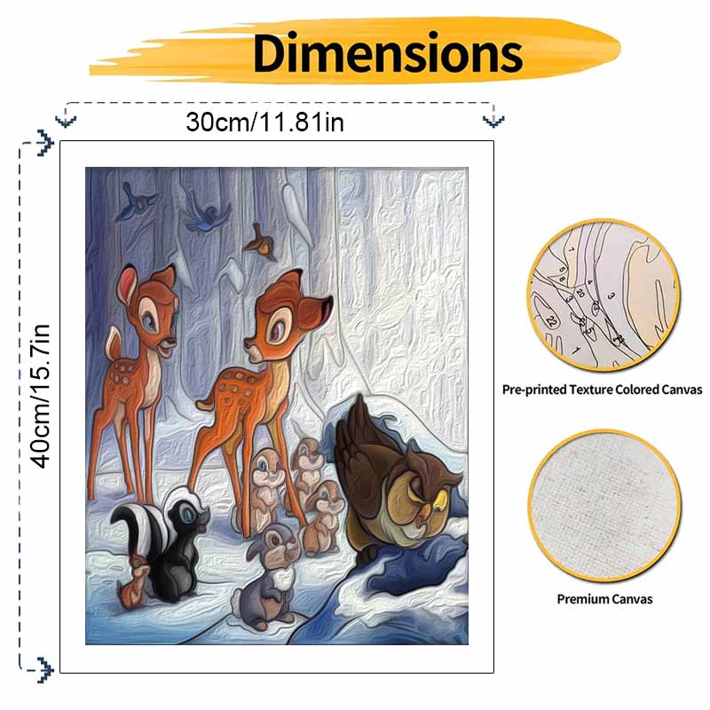 Disney DIY Oil Painting Kits Bambi Forest Friends Hand Painting Home Decor Craft Gift Ideas For Room Wall Art Paint By Numbers Artwork