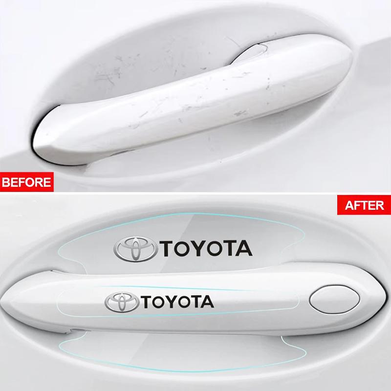8Pcs Car Door Bowl Handle Protective Sticker Anti-collision Strip For Toyota Rav4 Yaris Camry Land Corolla CHR Hilux Auris Aygo