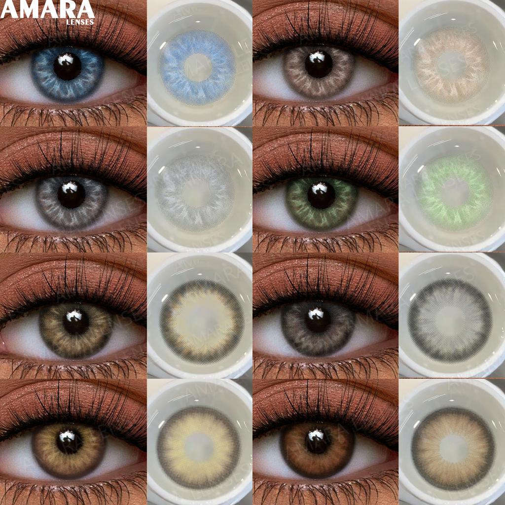 AMARA Brown Color Contacts for Eyes Makeup Eyes Lenses Gray Pupils Blue Eyes Contacts Colorful Makeup Black Lens for Party