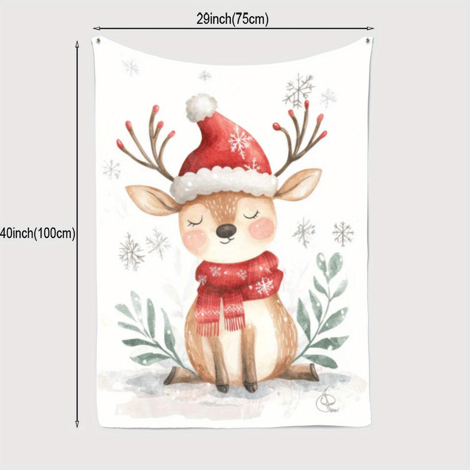 

1pc Contemporary Reindeer Print Flannel Fleece Blanket, 200-250gsm, Tear Resistant, All Seasons, Animal Theme, Knitted Polyester 130x150cm