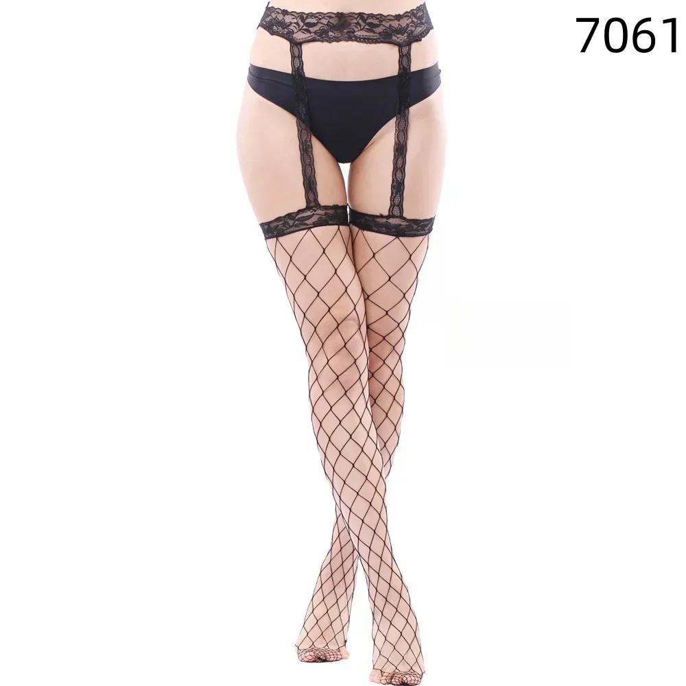 Oversize Womens Black Garters Belt Fishnet Stocking Pantyhose Plus Large Size Female Tight High Leggings Lingerie Tights 5Xxxxxl