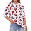 Women's Fashion Casual Christmas Print Round Neck Solid Color Long Sleeve Top