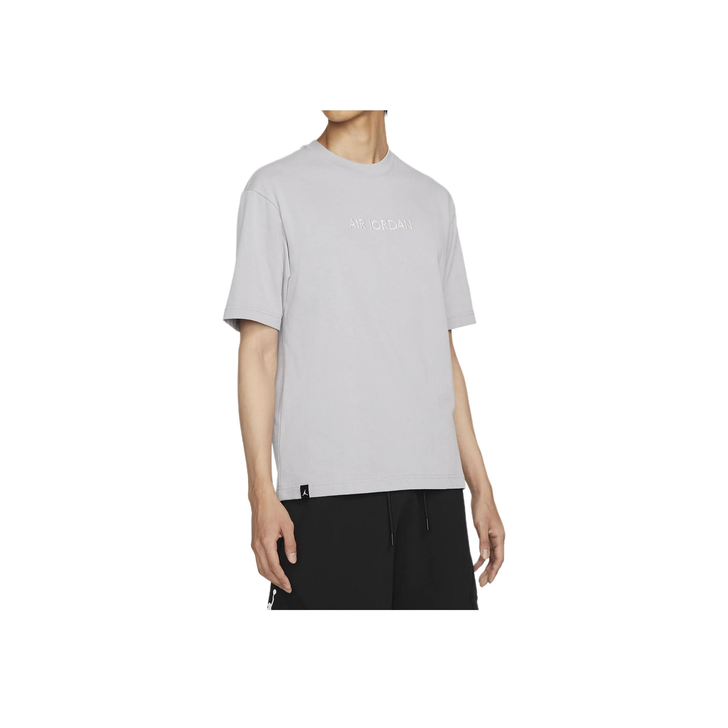 

Jordan Повседневная однотонная футболка с круглым вырезом и принтом, футболка с короткими рукавами, мужские топы, светло-железно-серые DO6100-054 XXXL