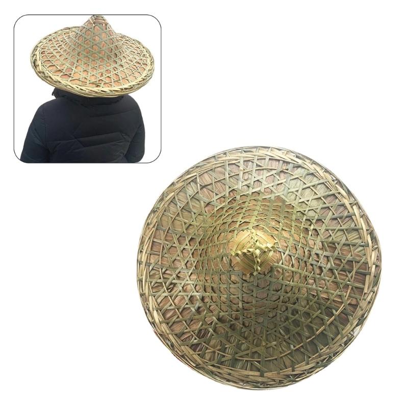 Bamboo Hat Asian Hat Chinese Hat Conical Hat Rice Farmer Hats HandWoven Adult Travel Straw Hat Coolies Hat