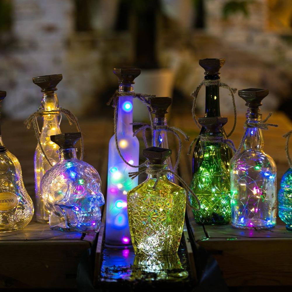 5 szt. Lampki butelkowe zasilane energią słoneczną 20 LED Lampki choinkowe Nowy sznurek z drutu miedzianego Butelki po winie
