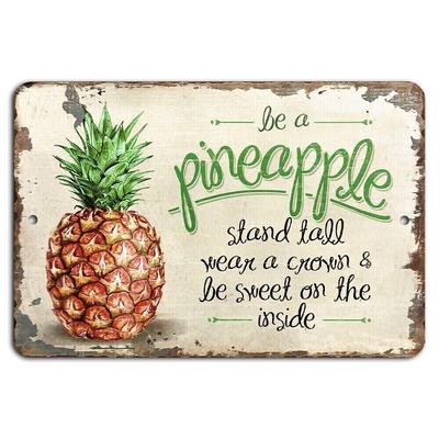 Cartello Metallica Ananas Decorazione Cucina Vintage Arte Murale Casa Tropicale