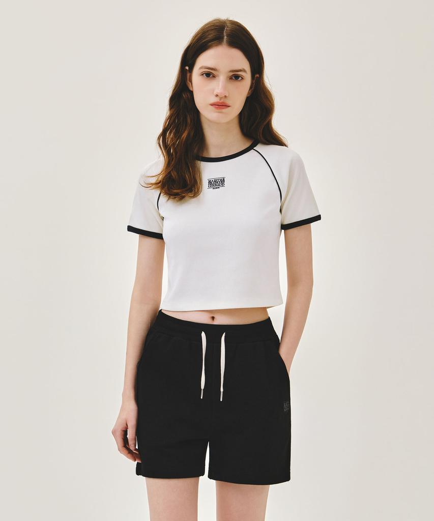 Malittepeulangsowajeobeo W Aerocool Small Classic Logo Ringer Slim Crop Tee Ivory