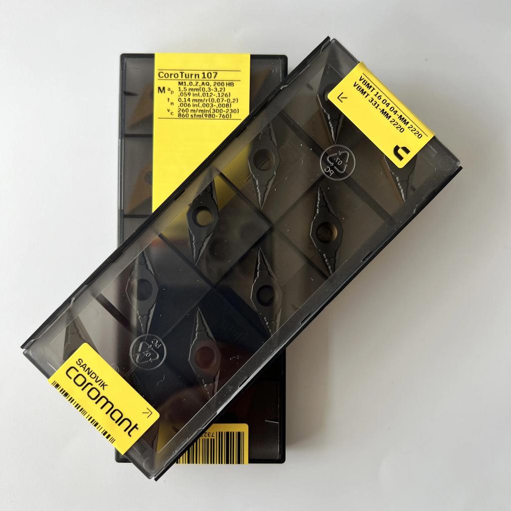 Sandvik / VBMT160404-MM 2220 / Industrial Indexable Carbide Inserts 10 Pcs