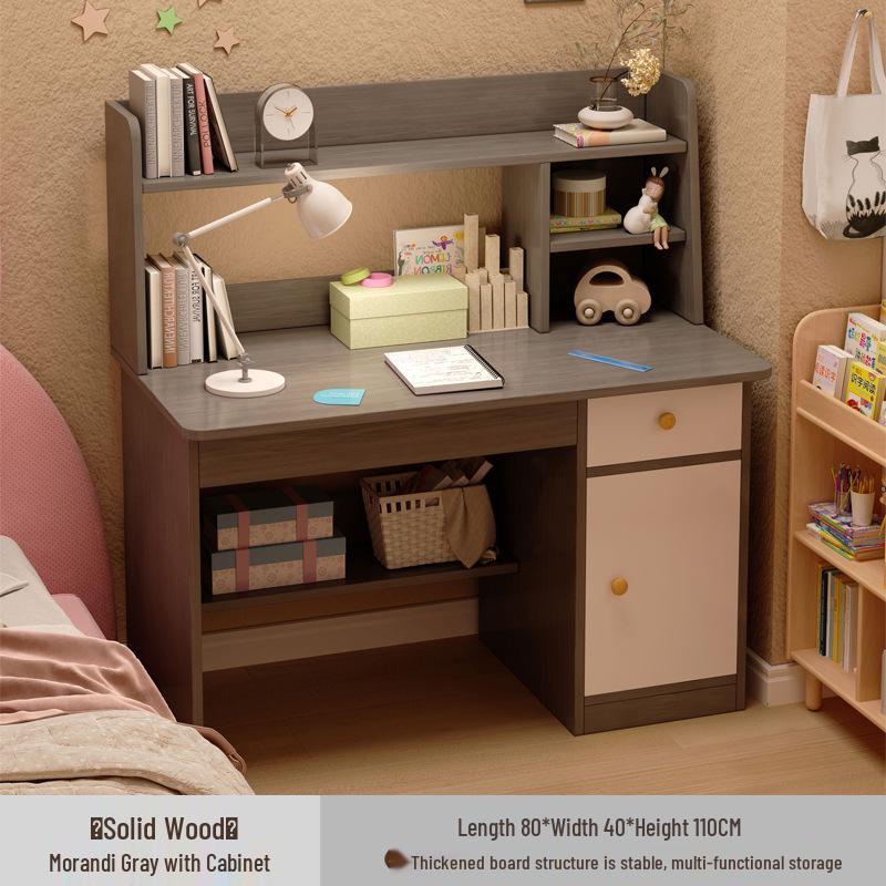 Primary School Students’ Desk & Chair Set with Integrated Bookshelf – Simple Study & Writing Computer Desk