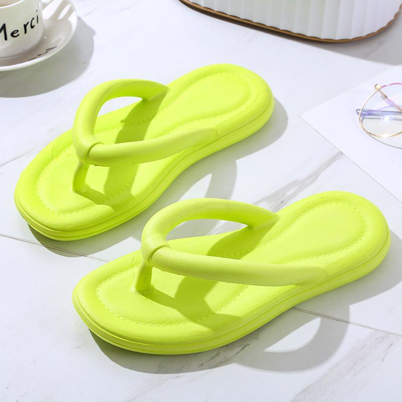 Women Spring Solid Color Soft Slope Outdoor Flip Flops Home Slippers Summer Casual Thick Flat Bottom Anti Slip Beach Sandals Shoes 36-41
