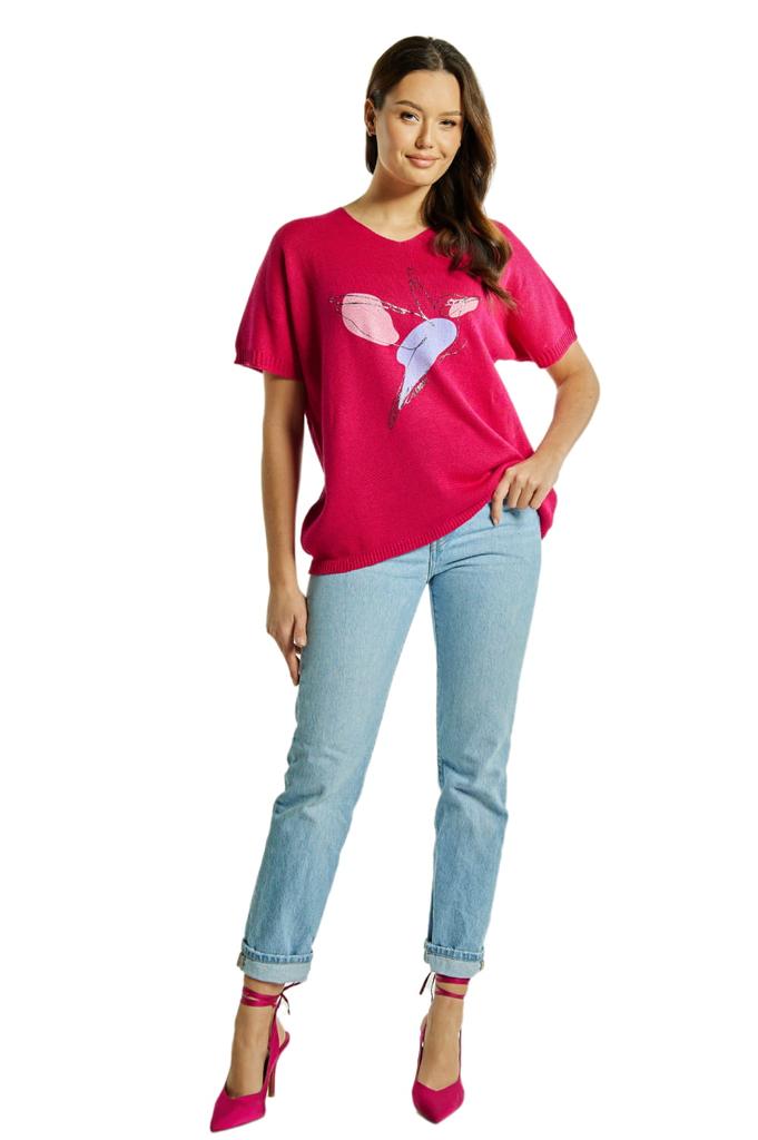 Amadea Women' Blouse, Fuchsia Color, Kamea