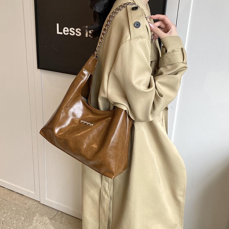 Premium Silver Chain Underarm Bag Women's 2025 New Trendy Shoulder Bag Large Capacity Fashion Tote Bag