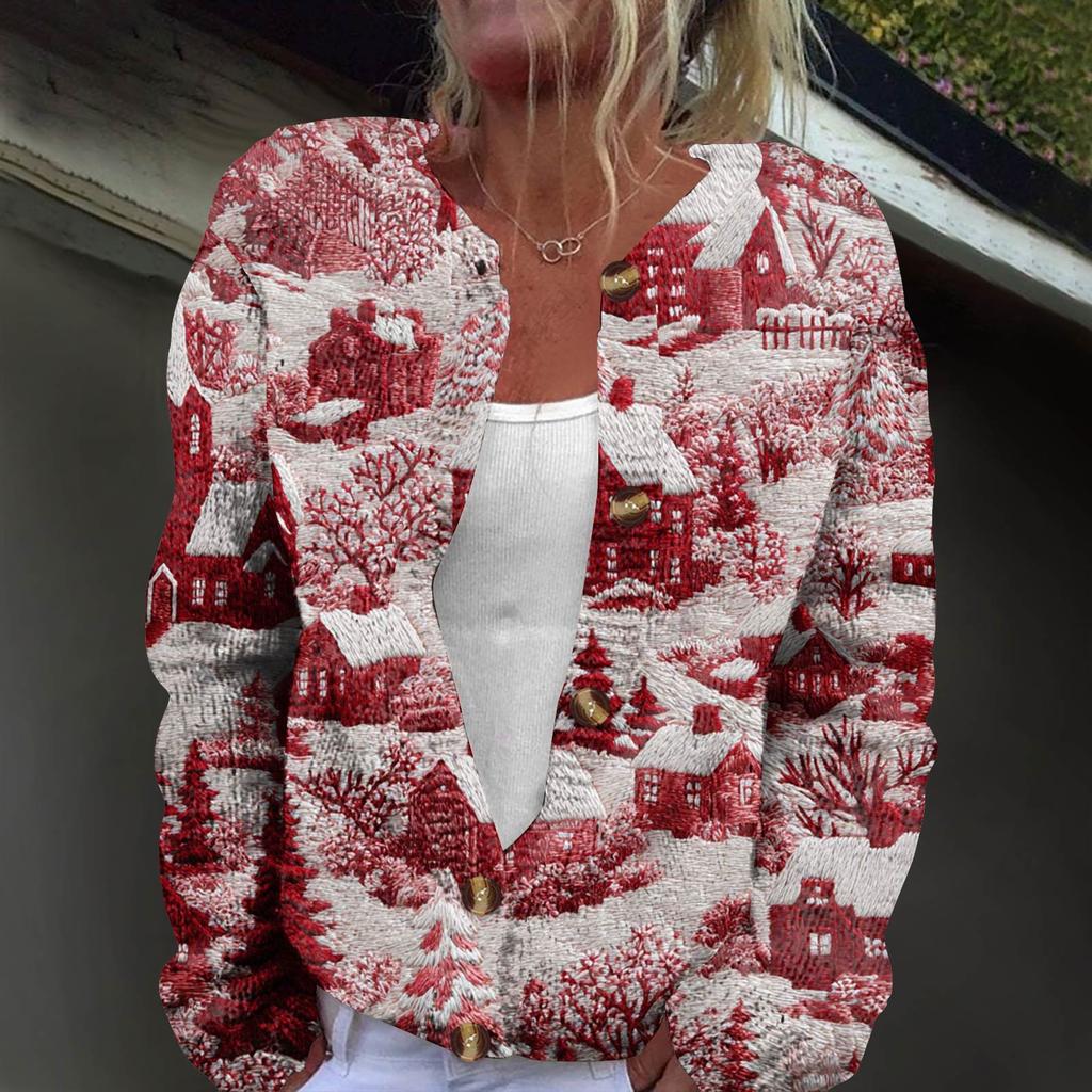 Langermet strikket cardigan-jakke med knapp ned for kvinner