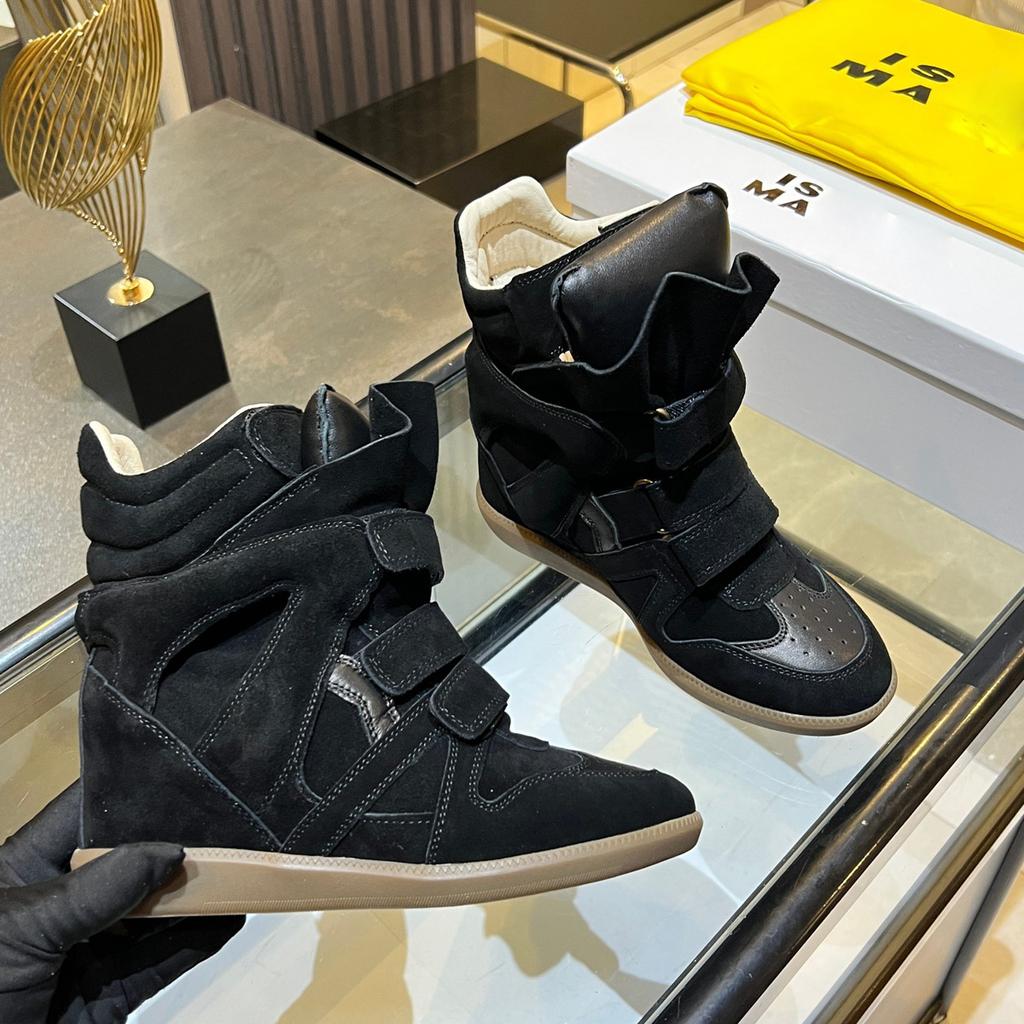 Kleine Onzichtbare Hoogteverhogende Wandelschoenen Retro Leer Klittenband Hoge Top Dikke Zool Sleehak Casual Sportschoenen Dames Mode