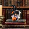 Halloween Gnome Figurine, Small Resin Dwarf Table Decoration, Spooky Pumpkin Bat Skull Gnome Statue for Tiered Tray, Tabletop, Home Decor