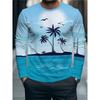 Men's Casual Autumn and Winter Printed Long-sleeved Crew Neck T-shirt