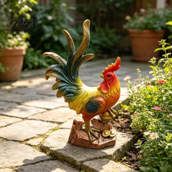 Realistische Vogelstatue Harhanenstatue, Glücksbringendes Ornament, Bauernhaus Hühnerdekor Skulptur für Zuhause Innen Tischplatte Garten Hof