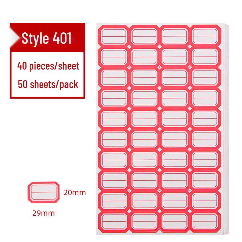 50 Sheets Self-Adhesive Blank Labels for Handwritten or Name Stickers