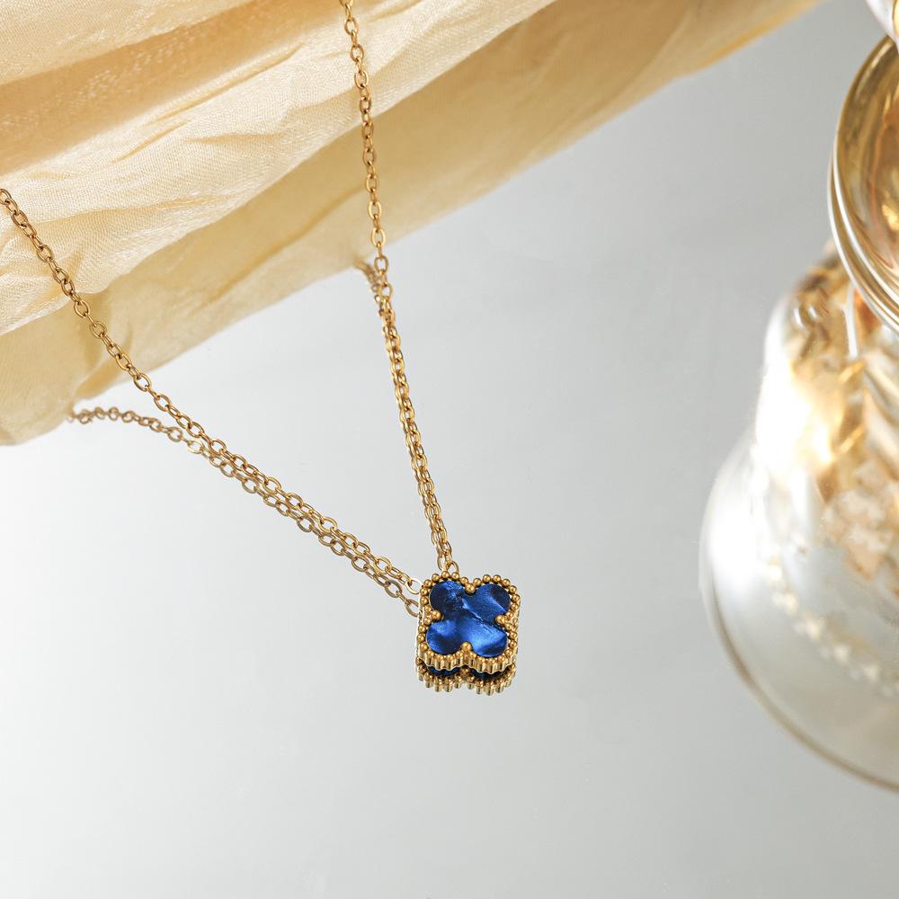 

Ожерелье «Четырехлистный клевер», высококачественная двусторонняя титановая сталь, не выцветает, аксессуар для головного убора «Клевер на удачу»