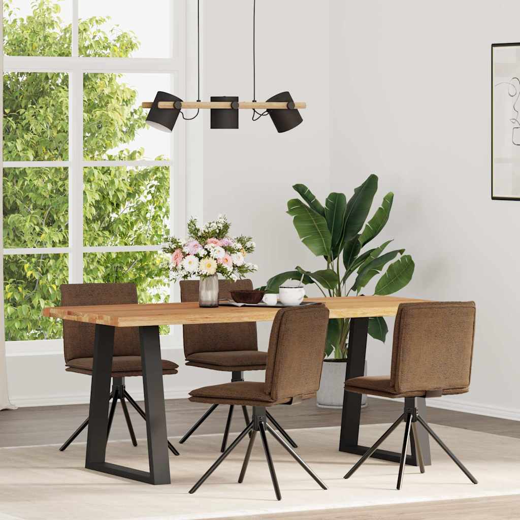 Dining Chairs 4 Pcs Brown Faux Suede Leather