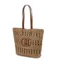 Hazzys Women Acc Handmade H Leather Patch Beige Rattan Shoulder Bag Hiba6E791I2