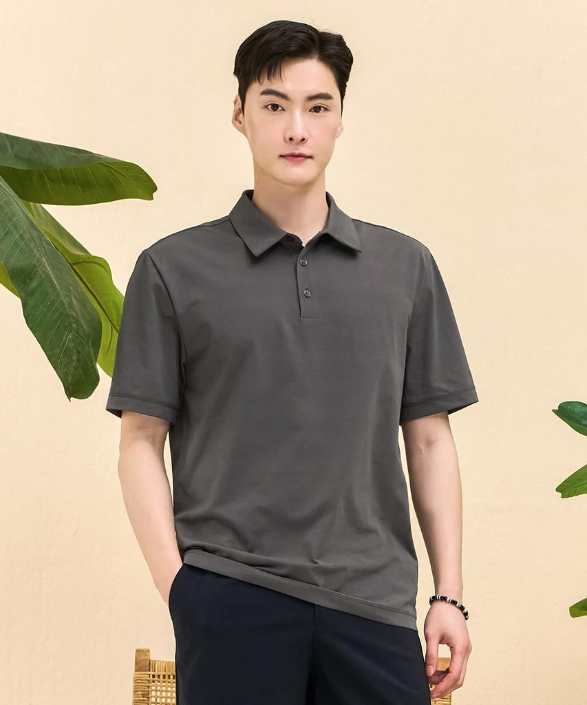CHASECULT Men'S Cool Collared Short Sleeve T-Shirt - Khaki