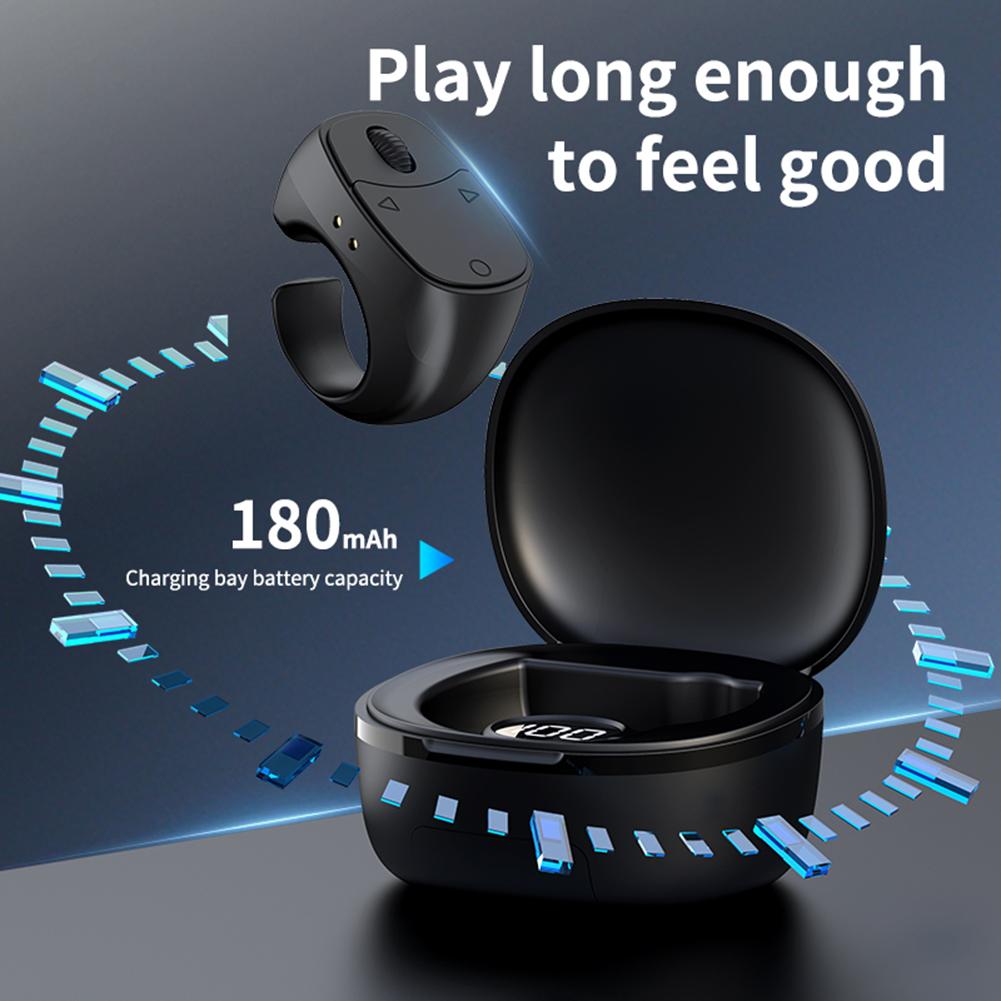 Fingertip Remote Control Bluetooth-Compatible 5.3 Scrolling Ring Multi-Function Selfie Button Digital Display for Smartphones