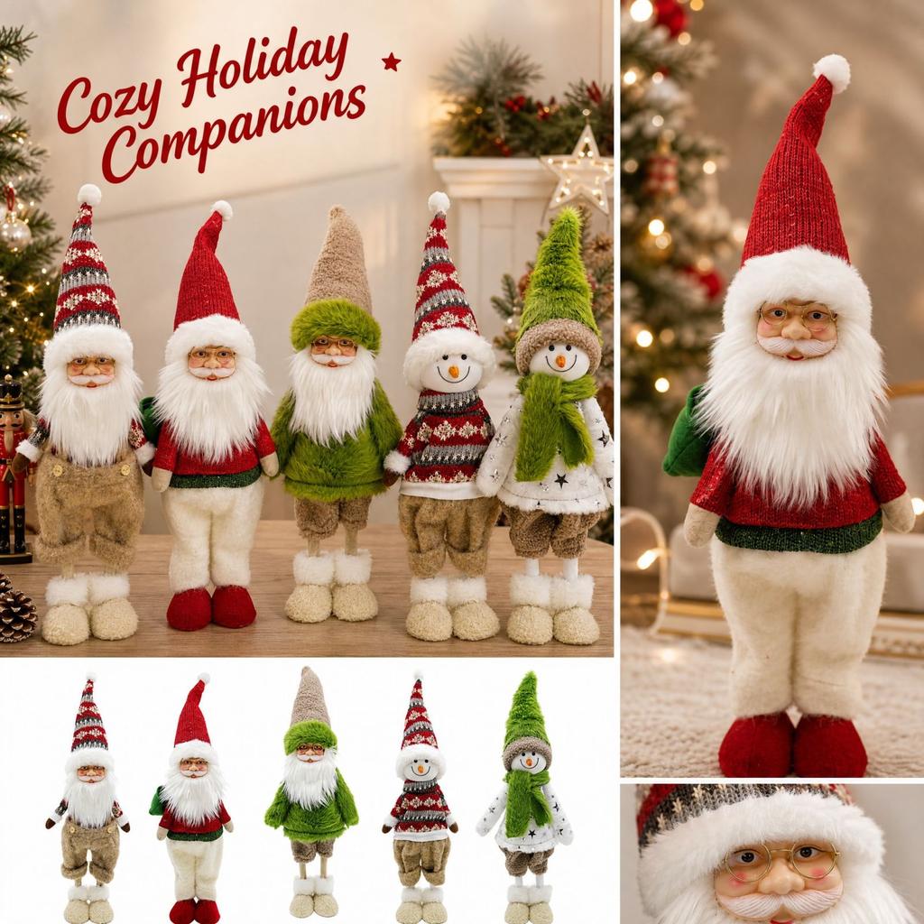 Festive Christmas Tree Santa and Snowman Doll Ornaments, Cute Holiday Decorations for Home and Party