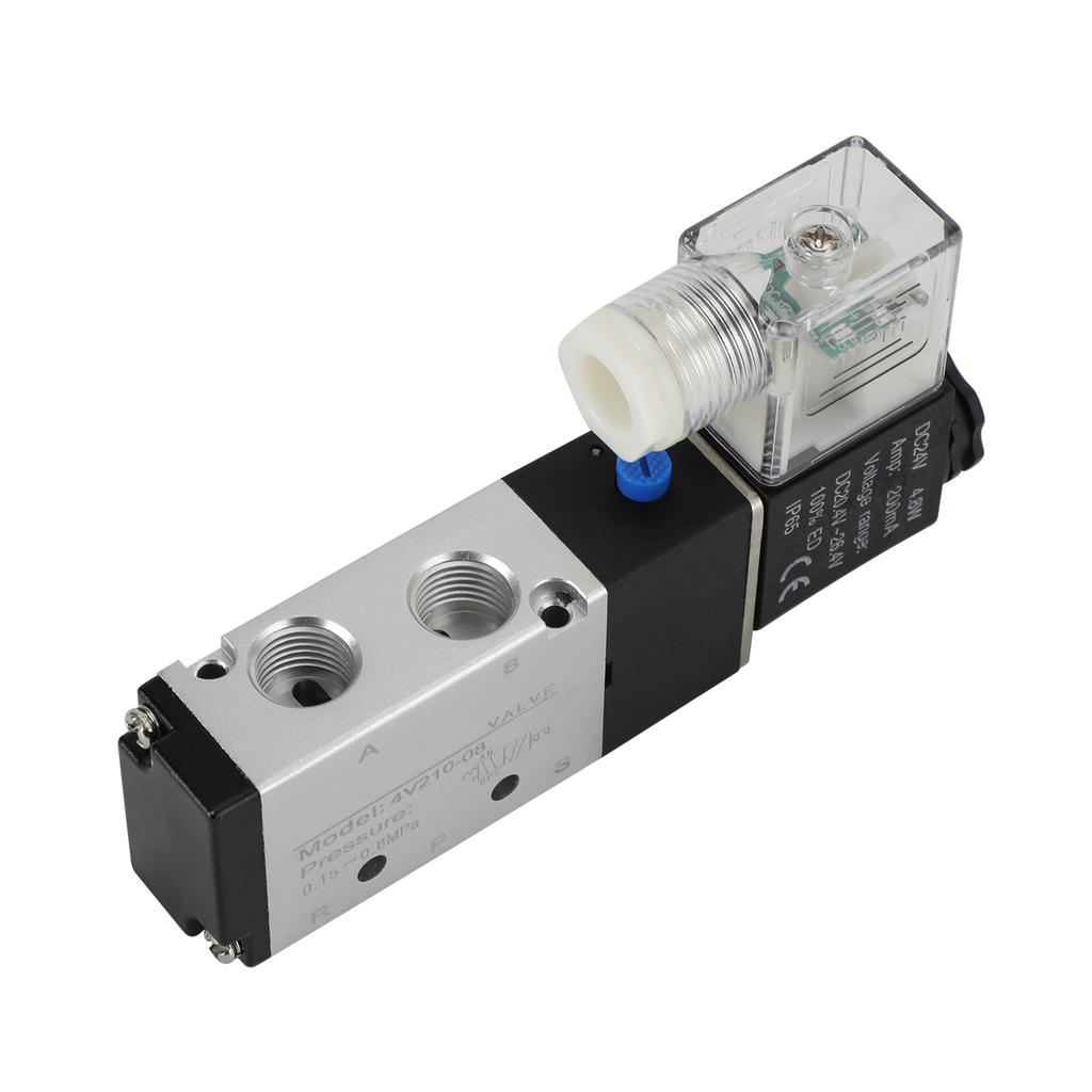 4V210-08 5 Way 2 Position Dc 24V Pneumatic Electric Solenoid Air Valve