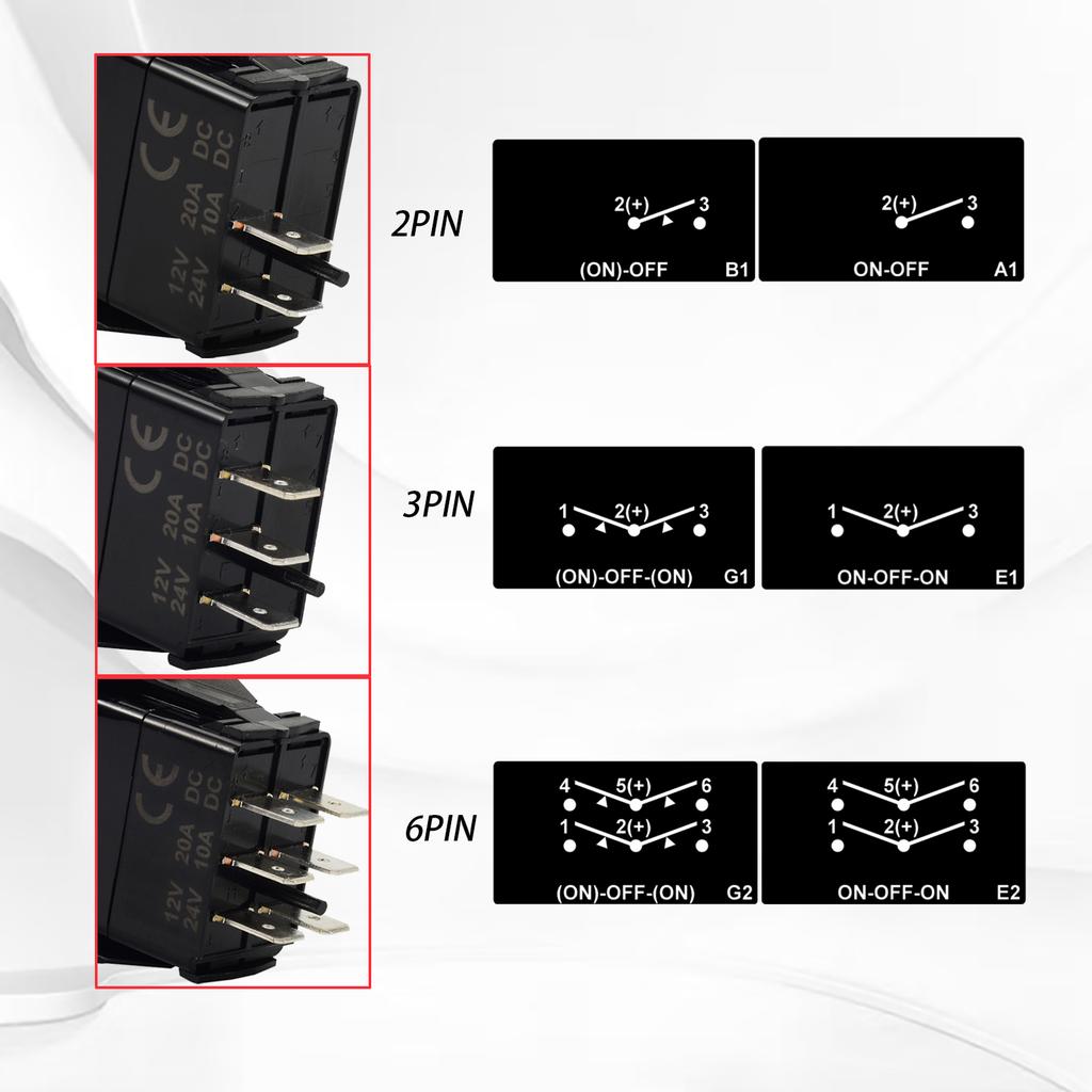 Universal 12V/24V Rocker Switch ON-OFF / 3 Position ON-OFF-ON Toggle Actuator for ARB Carling Style ATV UTV Tractor Marine Boat Battery Switches5
