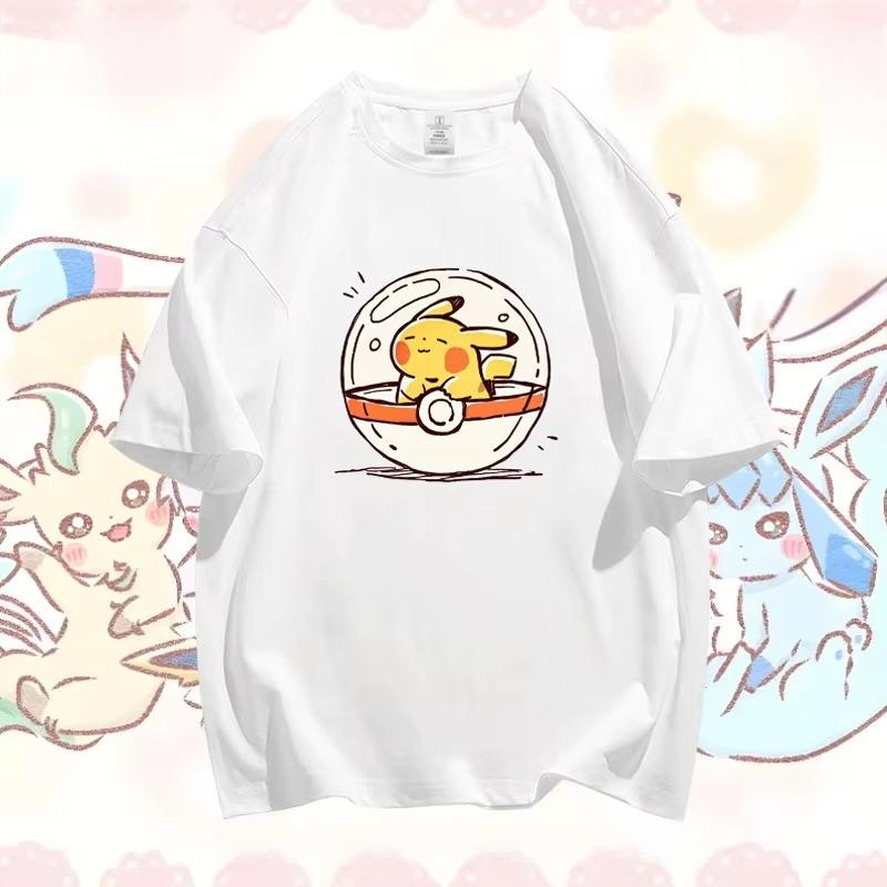 Japanese Anime Pikachu Ball Printed Tshirt Summer New Unisexs And Unisexs Tshirt Trendy Casual Y2k Short Sleeve Top 2026