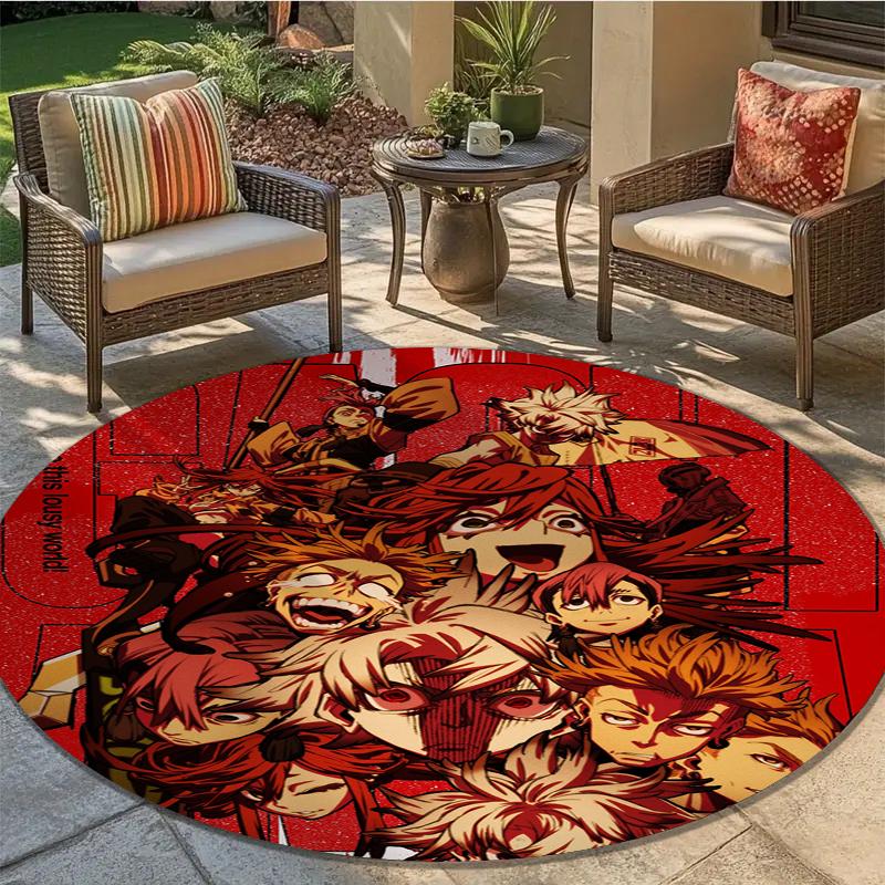 Gachiakuta Anime Round Area Rug,Carpet Rug for Living Room Bedroom Sofa Playroom Decor,Non-slip Floor Mat Q0014